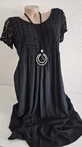 Sommerkleid Strandkleid Emely free Size 38-42 Made in Italy Uni Schwarz Netzarm - Bild 1 von 3