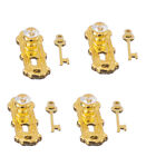 1/12 Puppenhaus Miniatur Messing Griffe Schlüssel Set Tür Kristall Knopf Beschläge