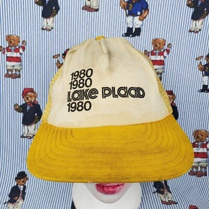 RARE VTG XIII Olympics 1980 Lake Placid Yellow/White Mesh Trucker Snapback Cap - Bild 1 von 9