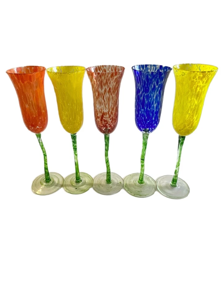 ¡5 copas de champán Royal Damube confeti floral tallo cortado cristal de confeti!!! Foto 1 de 4