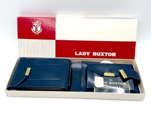 Vintage 60’s Lady Buxton Convertible Bifold Wallet Dark Blue w/Original Box NOS! - Picture 1 of 12