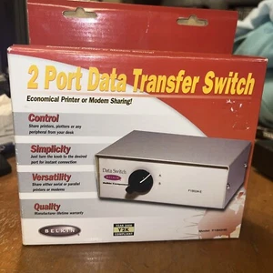 Rotary 2 Port Data Transfer Switch BELKIN F1B024-E Serial Parallel Printer Hub C - Picture 1 of 3