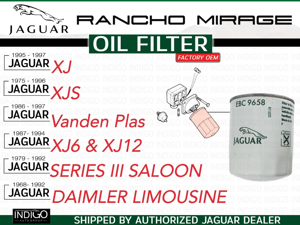 JAGUAR OEM 91-96 XJS 87-94 XJ6 XJ 12 4.0 6.0 Oil Filter EBC9658 - Image 1 of 2