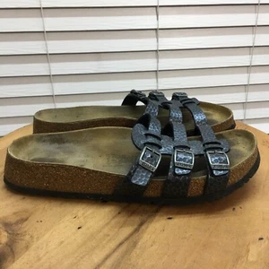 Sandali Birkenstock Birki's donna 8 grigio metallizzato tre cinturini scarpe slide - Foto 1 di 14
