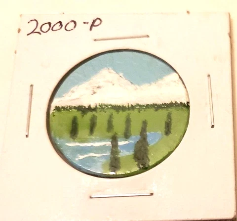 2000-P Philadelphia Kennedy Half Dollar Hand Painted Coin Art - Colorized Cover