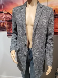 ZARA Mens 3/4 Coat Jacket Heather Gray/black Size Medium 3 buttons #C - Picture 1 of 9