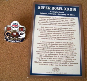 SB Super Bowl 34 XXXIV St L Rams Titans Willabee & Ward pin w/ card NFL W&W - Picture 1 of 6