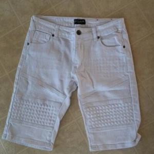 Pantalones Cortos de Jean CJ Negros Premium Para Hombres/adolescentes Envejecidos Talla 28 Rasgados Deshilachados Usados en Excelente Condición - Imagen 1 de 3