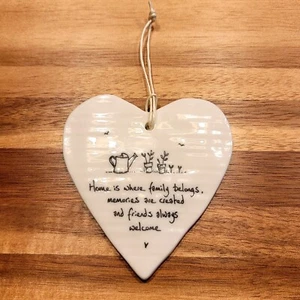 Porcelain Heart Ornament "Home Is Where Family Belongs" Valentine's Love EUC - Picture 1 of 8