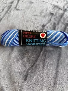 Vintage Red Heart 4 Ply Knit And Crochet Yarn 1OZ Color 960 Blues Virgin Wool - Picture 1 of 5