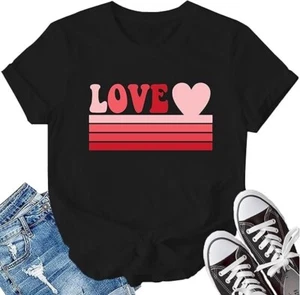 Valentine's Day Shirts for Women Valentines Day Love Heart Graphic T-Shirt - Picture 1 of 1