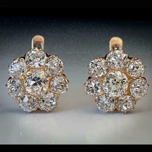 3.00 Ct Simulated Round Cut Diamond Wedding Hoop Earrings 14K Yellow Gold Over - Picture 1 of 3