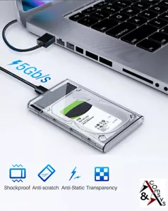2.5 SATA Carcasa Disco Duro USB 3.0 Carcasa HDD SSD 9.5mm Transparente - Picture 1 of 14