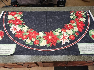 Holiday Treasures Mantle Cloth or 1/2 of a Tree Skirt Panel 29x58 Floral - Image 1 of 4