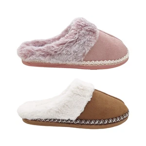 Grosby Trident Ladies Slippers Slip on Scuff Soft Fluffy Lined Solid Sole - Picture 1 of 17