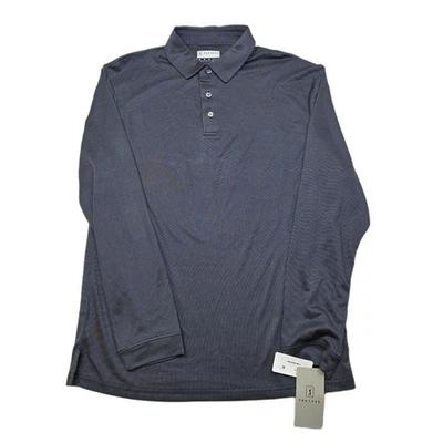 PGA TOUR Long Sleeve Golf Polo Shirt Men Medium True Navy Wicking UPF 15 $70 NEW - Image 1 of 4