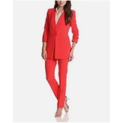 Blazer BCBGMAXAZRIA Andrés rojo coral sin cuello // XS  Foto 1 de 4