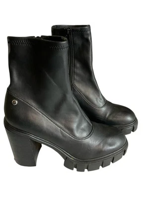 GUESS Botines Plataforma Cuero Negro Tacones Gruesos Cremallera Foto 1 de 4