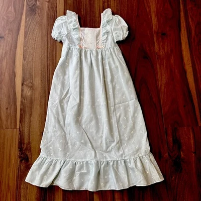 Nuevo Camisón Nuevo de Colección Años 80 Azul y Blanco Estampado Mariposa Niñas Talla 8 Cottage Core Foto 1 de 4