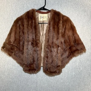 Vintage Macy’s Kansas City Fur Coat Rabbit Fur Brown Shawl Coat Read** - Picture 1 of 9