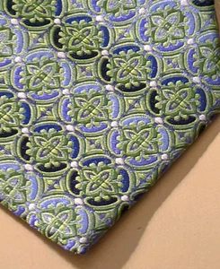 Bruno Piattelli 100% Silk Tie Geometric Green 3.75" x 60" - Picture 1 of 9