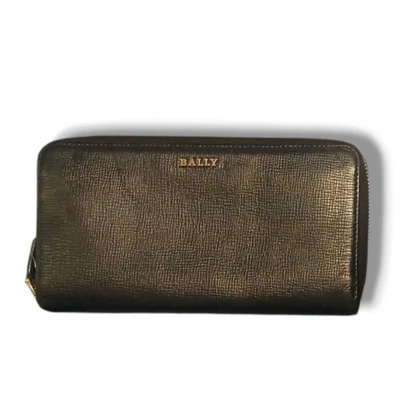 Cartera larga Bally Morissa negra con cremallera cuero granulado de becerro precio de venta sugerido por el fabricante $660 Foto 1 de 4