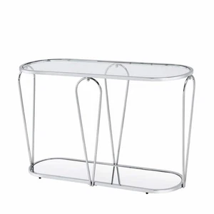 Furniture of America Orrum 48 in. Chrome Oval Glass Console Table - Picture 1 of 7