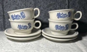 4 juegos de tazas planas de café con platillos de gres Pfaltzgraff Yorktowne - Imagen 1 de 9