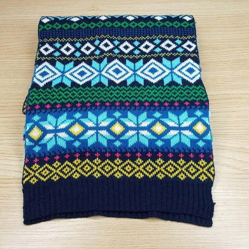 CLUB ROOM Para Hombres Bufanda Azul Verde Grueso Tejido Isla Justa Largo Rectángulo Invierno 70x9 Foto 1 de 4