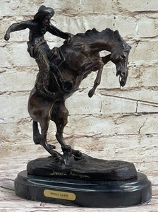 Frederic Remington Cowboy auf Pferd Stab Statue Figur Bronze Skulptur Figur - Bild 1 von 10