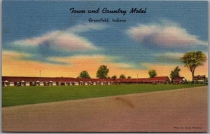 Greenfield, Indiana Postkarte Stadt und Land Motel Highway 40 Straßenrand Leinen - Bild 1 von 2