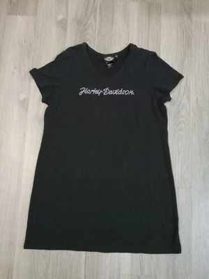 Harley Davidson Women's Black 35" T Shirt Mini Dress 2XL Rhinestones Biker L25 - Image 1 of 3