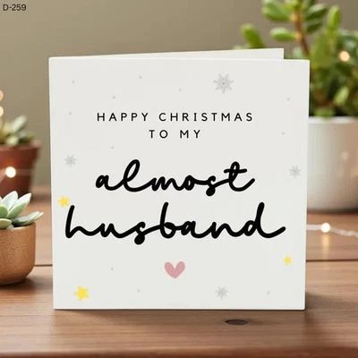 Funny 'Almost Husband' Christmas Card: Romantic Xmas Card-Personalised xmas card - Image 1 of 4