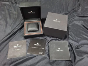 VINTAGE GENUINE TAG HEUER watch box case wood leather Black Booklet 250415004yA - Picture 1 of 6