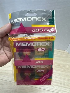 Memorex dBS 60 Minute Blank Cassette Audio Tapes, 2 Pack, NEW - Picture 1 of 2
