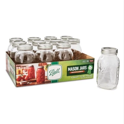 Regular Mouth Quart 32-Oz. Glass Mason Jar with Lids and Bands, 12-Count - Image 1 of 4