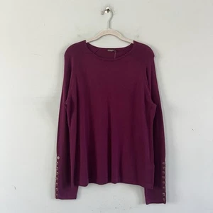 NWT J. McLaughlin Jamey Crew Neck Button Trim Raglan Sleeve Purple Sweater - Picture 1 of 5