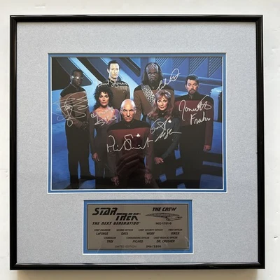 Foto firmada enmarcada por elenco de Star Trek The Next Generation LE #546/2500 autógrafo Foto 1 de 4