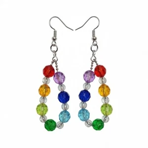 Pendientes de aro con cuentas arco iris colgantes colgantes piedras preciosas de colores cristal divertido moda - Imagen 1 de 1
