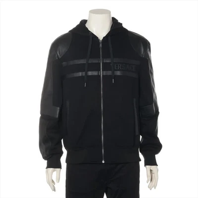 VERSACE Rayon Hoodie 52 Men's Black  A78855 Leather switching - Image 1 of 4