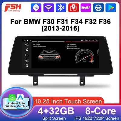 10.25" 32GB Android 14 Autoradio GPS BMW 3er F30 F31 F34 4er F32 F33 F36 F80 F82 - Bild 1 von 4