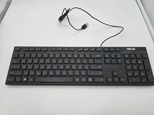 ASUS Wired Keyboard AW211 USB Slim Full Size Black Windows PC Numeric Keypad - Picture 1 of 9