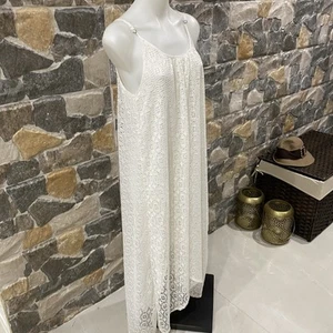 As New- Size 12- Lily -off White Crochet Style Maxi Dress-lined - Picture 1 of 7