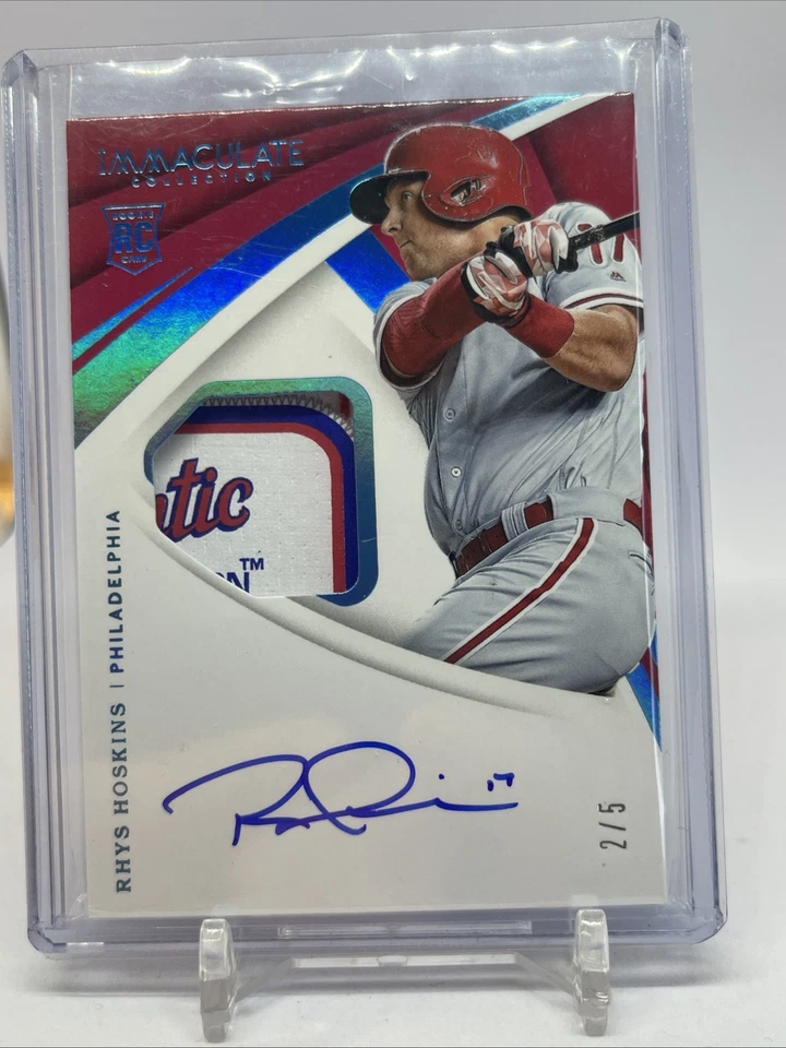 2018 PANINI IMMACULATE RHYS HOSKINS ROOKIE AUTO LAUNDRY TAG #2/5 - Image 1 of 4