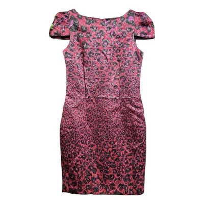 Giambattista Valli Impulse Leopard Print Metallic Shimmer Dress Pink Red Size 0 - Image 1 of 4
