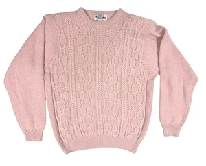 Damen zartrosa Perlen Fischer Pullover Vintage Dead Stock Sweater Gr. L - Bild 1 von 8