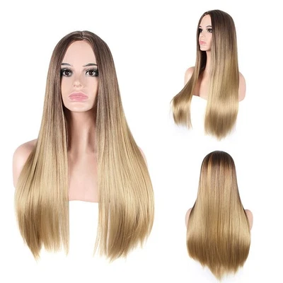 Mujeres Pelucas Daliy Cosplay Naturales Largas Lactas Completas Ombre Cabello Rubio Dama Foto 1 de 4