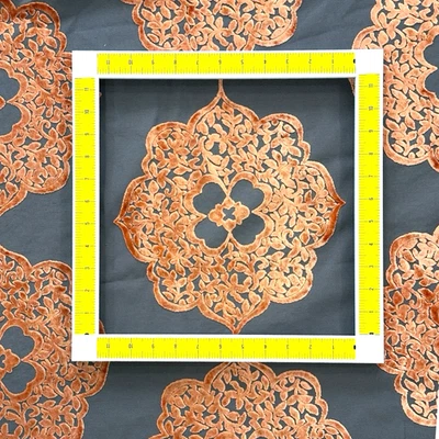 Olympia Salmon Medallion Interior Fabric Orange Velvet Boho Textured  2+ Yards - Image 1 of 4