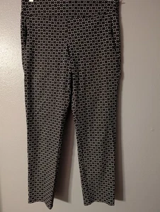 Margaret M Petites PS Black White Geometric Pull-On Pants Slim Ankle Canada - Picture 1 of 10