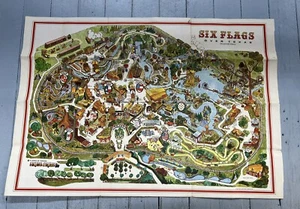 Vintage 1968 Six Flags Over Texas Theme Park Map Dallas/Fort Worth 30 x 21 - Picture 1 of 14